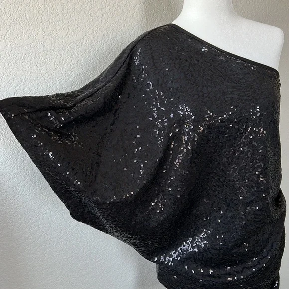 Guess by Marciano One shoulder black sequins mini dress - Picture 5 of 7